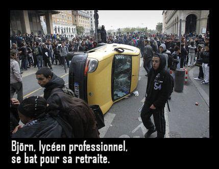 Björn, lycéen professionnel, se bat pour sa retraite. Björn, lycéen professionnel, se bat pour sa retraite.