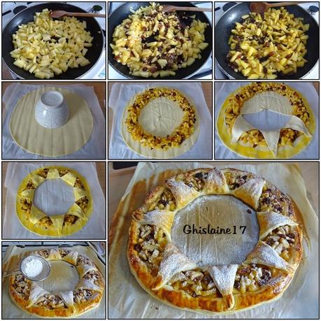 Soleil feuilleté aux pommes, raisins secs et pignons de pin Soleil feuilleté aux pommes, raisins secs et pignons de pin