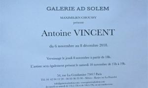 Galerie AD SOLEM exposition Antoine VINCENT 6 Novembre au 8 Décembre 2018 Galerie AD SOLEM exposition Antoine VINCENT 6 Novembre au 8 Décembre 2018