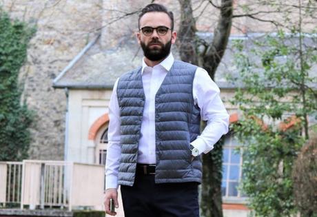 J'adore ce style de doudoune sans manche et sans col. C'est une sorte de gilet sans manche très pratique pour rester au chaud sous une veste de costume en flanelle ou sous un manteau léger.