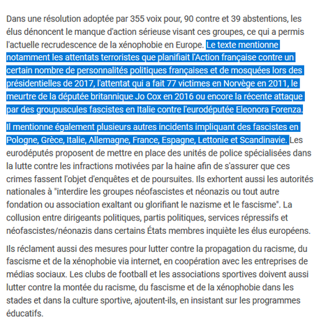 Le parlement européen enfin conscient de l’ampleur du Mal ? #NONazis