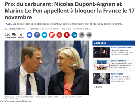 #carburant : Bloquons tout mais pas avec n’importe qui (et surtout pas avec des fachos) #17novembre