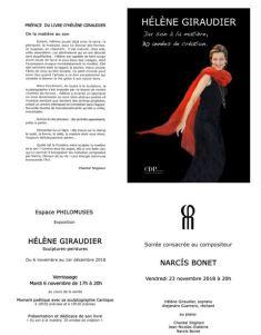 PHILOMUSES  exposition  Hélène GIRAUDIER   30 ans de création Novembre 2018