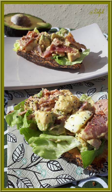Tartine d'avocat, oeuf, bacon et salade Tartine d'avocat, oeuf, bacon et salade