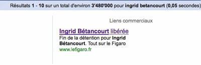 Médiatisation de la libération d'Ingrid Bétancourt sur le Web