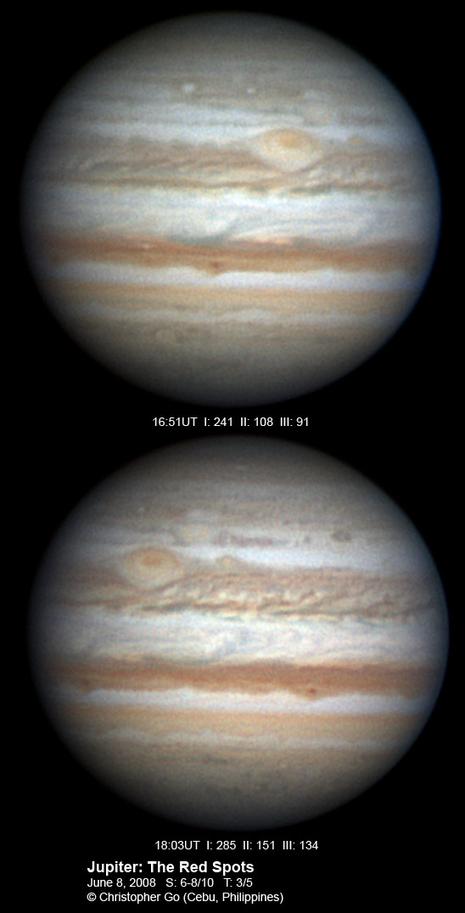 Jupiter et les trois grandes tâches rouges