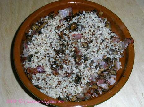 Quinoa aux champignons et au lard
