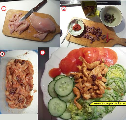 lanières de poulet marinées et sautées à la toscane