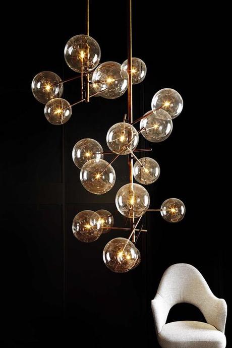 lampe boule suspension design lumière déco décoration laiton or clemaroundthecorner blog déco