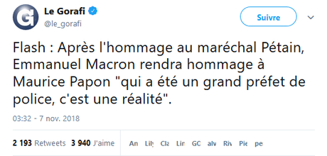 Macron réhabilite la fable puérile du roman national… avec Pétain?  Réponds lui par la chanson de Craonne #11nov