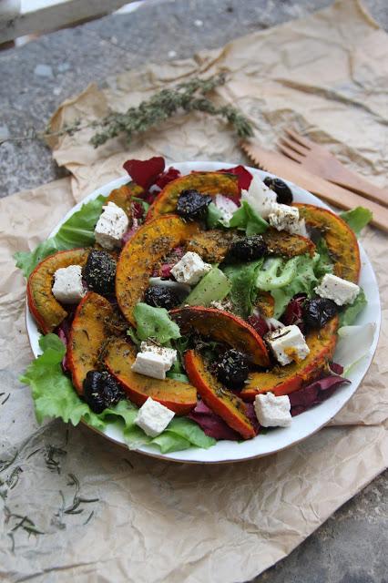 Cuillère et saladier : Salade de courge rôtie aux parfums du Sud