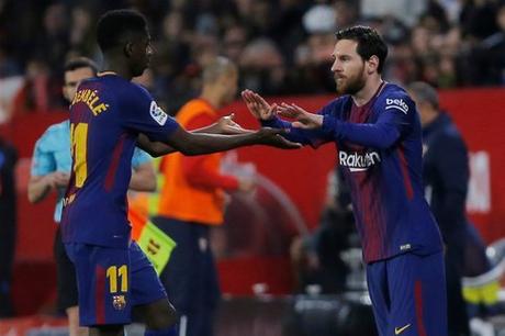 Dembélé et Messi. (Reuters)