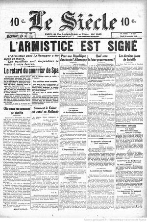 journaux-1918-11-12 Le Siècle, Armistice copie.jpg