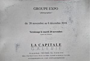 Galerie La Capitale    « Photographies »  20 Novembre au 8 Décembre 2018