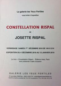 Galerie – Les Yeux Fertiles – « Constellation Rispal  » de Josette Rispal 4 Décembre au 12 Janvier 2019