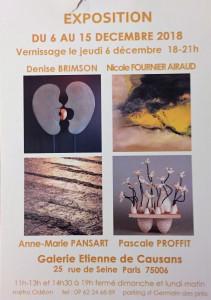 Galerie Etienne de Causans  exposition 6/15 Décembre 2018