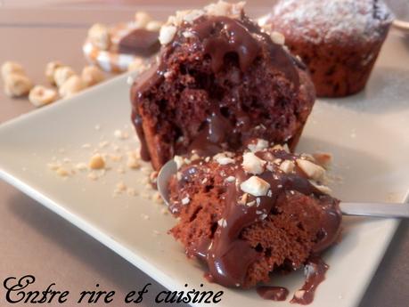 Muffin ultra moelleux chocolat-noisettes (sans beurre) et sa sauce