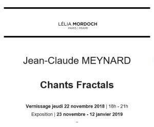 Galerie Lélia Mordoch  exposition Jean-Claude MEYNARD  » Chants Fractals » 23/11/  au 12 /OI/2019