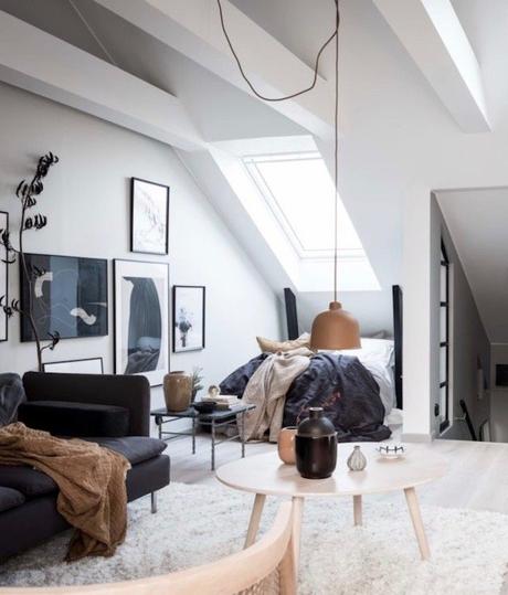 appartement design suédois hygge salon velux chambre lit blog déco clem around the corner