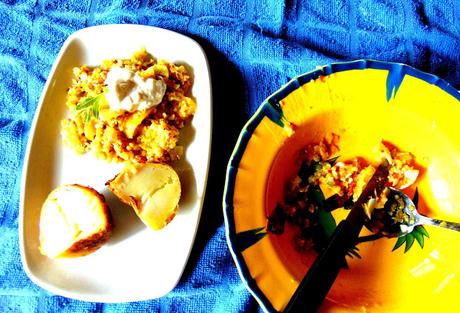 Kitchari avec riz de chou-fleur, lentilles rouges, quinoa et citron confit