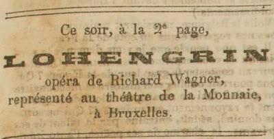 Mars 1870 -Judith Gautier raconte le premier Lohengrin en français au théâtre de la Monnaie