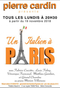 Un super spectacle chez Maxims “un italien à Paris”  ,mise en scène de Gérard Chambre,  une soirée divertissante !