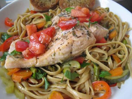 Recette one pot pasta saumon et légumes ww