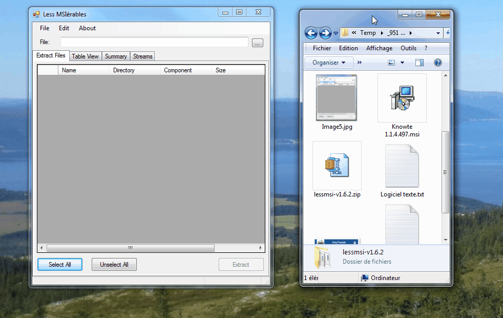 lessMSI - extracteur de contenu de fichier MSI