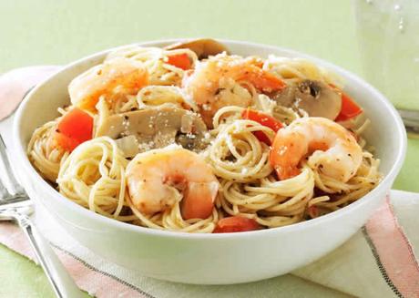 Spaghetti champignons et crevettes au cookeo