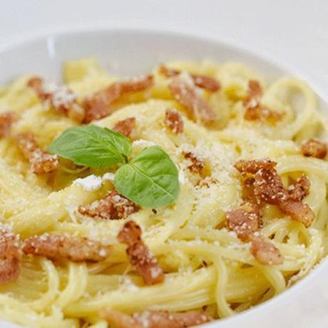 Recette : Pâtes carbonara au camembert - Recette au fromage