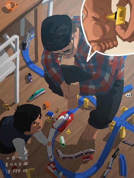 Blue, le papa célibataire qui illustre sa vie quotidienne avec son fils Blue, le papa célibataire qui illustre sa vie quotidienne avec son fils