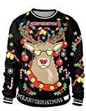 Pull de Noël pour homme : ma sélection top délire ! Siennaa Pull Noël Homme Moche Imprimé Créatif Wapitis Renne Unisexe Femme Sweat-Shirt Col Rond Pull Homme Manches Longues Décontracté Sportif Sweat Shirt Blouse Top (005, M)