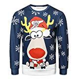 Pull de Noël pour homme : ma sélection top délire ! Sweats Homme Noël, GongzhuMM Pull Noel Hommes Pullover Sweatshirt Sweater Sweat À Capuche Imprimé Wapiti