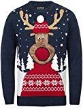 Pull de Noël pour homme : ma sélection top délire ! Seasons Greetings Homme Noël/Pull Noël - Rudolph - Noir/Sapphire Tortillon, XL - Torse 112cm
