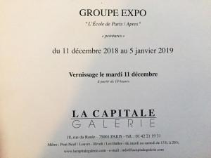 Galerie La Capitale    exposition de groupe   » L’Ecole de Paris  » 11/12/18 au 05/O1/19