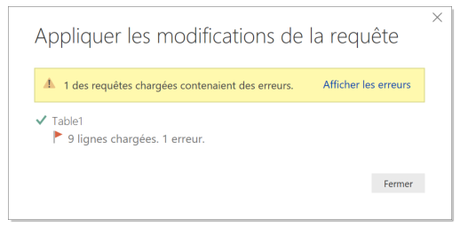 Power Query gestion erreurs