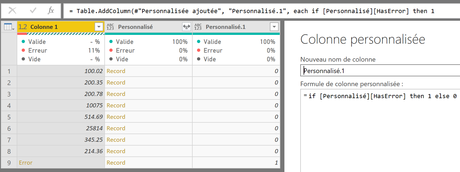 Power Query gestion erreurs