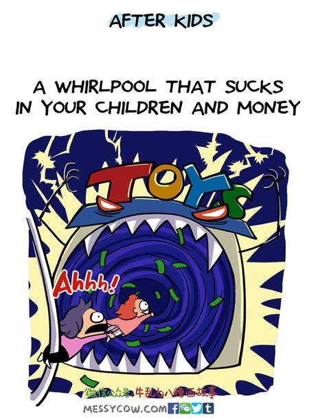 Il illustre le changement brutal provoqué par l’arrivée des enfants Il illustre le changement brutal provoqué par l’arrivée des enfants