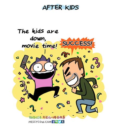 Il illustre le changement brutal provoqué par l’arrivée des enfants Il illustre le changement brutal provoqué par l’arrivée des enfants