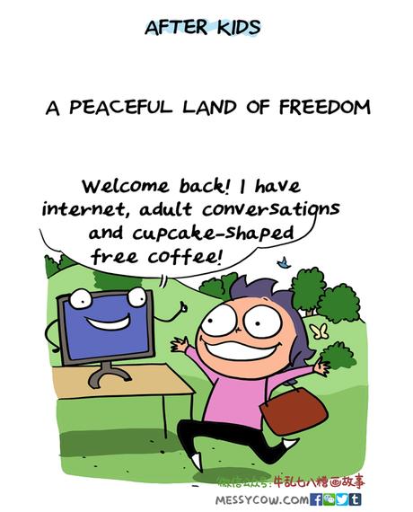 Il illustre le changement brutal provoqué par l’arrivée des enfants Il illustre le changement brutal provoqué par l’arrivée des enfants