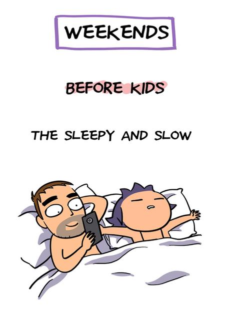 Il illustre le changement brutal provoqué par l’arrivée des enfants Il illustre le changement brutal provoqué par l’arrivée des enfants