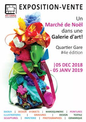 Flyer exposition-vente marché de Noël 2018 à Strasbourg Galerie Art'Course