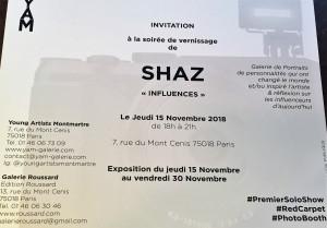 Young Artists Montmartre  SHAZ « Influences » jusqu’au 30 Novembre 2018