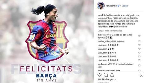 Ronaldinho au Barça pour son anniversaire : « Je t’aime »