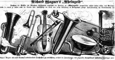 Création de l'Or du Rhin à Munich à l'été 1869. La caricature du Kikeriki -