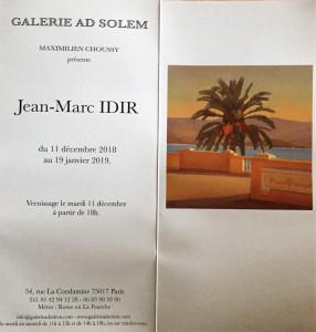 Galerie AD SOLEM   exposition Jean-Marc IDIR  11/12/2018 au 19 Janvier 2019