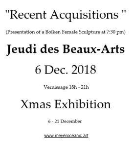 Jeudi des Beaux Arts  exposition de Noel  6 Décembre 2018 Galerie Meyer
