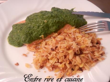 Saumon à la crème d'épinards et ses céréales de campagne Saumon à la crème d'épinards et ses céréales de campagne