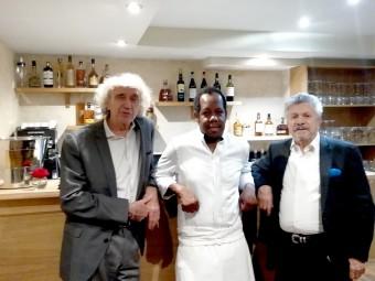 Avec l'ami Albert Nahmias et le chef Jimmy Desrivières du restaurant Pleine Terre.