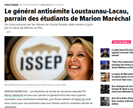 le drapeau brun de l’ #antisémitisme flotte sur l’ #ISSEP (l’école des bas du front de Marion Le Pen)